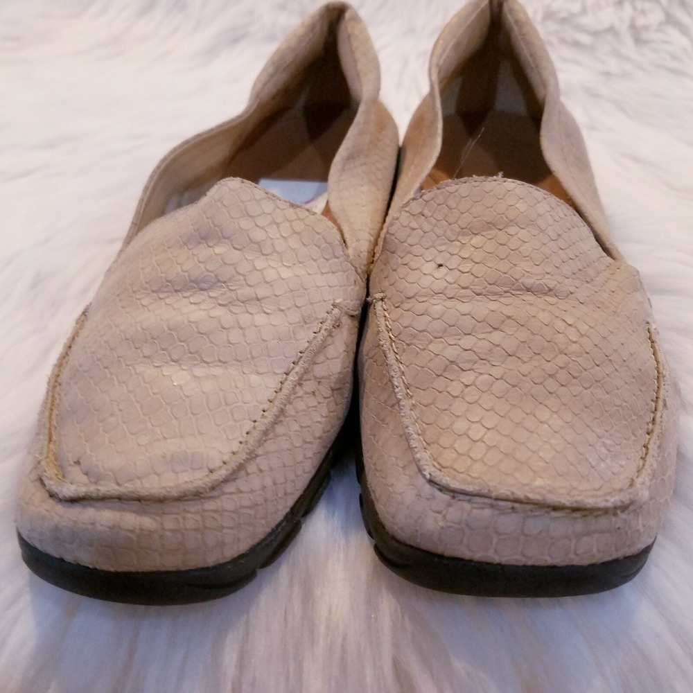 Easy Spirit ESABIDE Loafer 6M Leather Faux Snakeskin Tan Slip On Driving Mocc